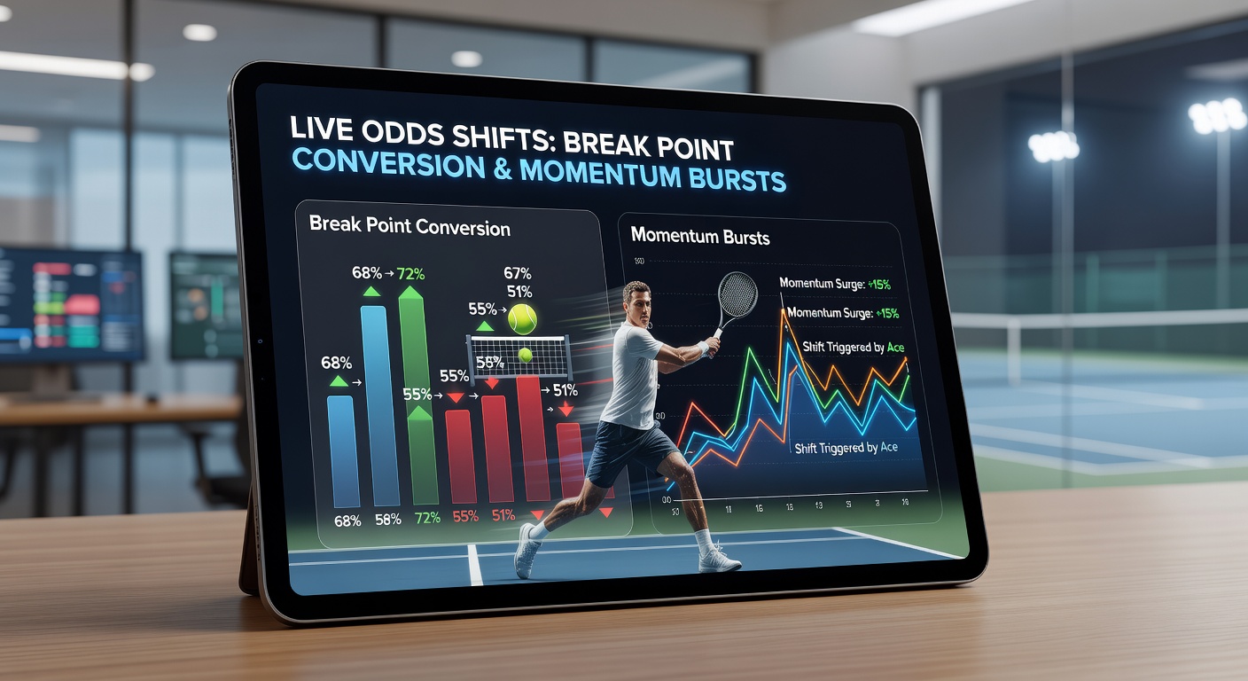 Tennis-Spieler in intensivem Rallye-Austausch, der einen Momentum-Burst symbolisiert